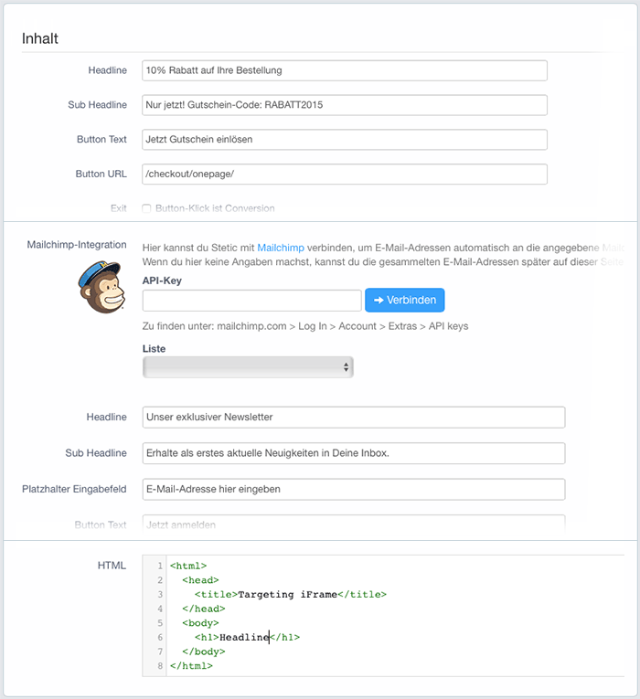 Targeting Editor - Inhalt